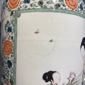 A fine Chinese famille verte rouleau vase, Kangxi — 照片 24
