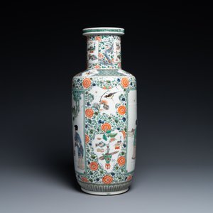 A fine Chinese famille verte rouleau vase, Kangxi — 照片 4