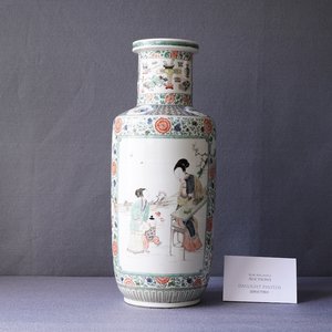 A fine Chinese famille verte rouleau vase, Kangxi — 照片 7