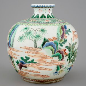 A fine Chinese famille verte vase with scholars in a garden, 19th C. — photo 3