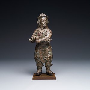A fine Chinese gilt bronze figure of Zhou Cang 周倉, Ming — photo 1