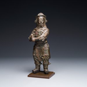 A fine Chinese gilt bronze figure of Zhou Cang 周倉, Ming — photo 2