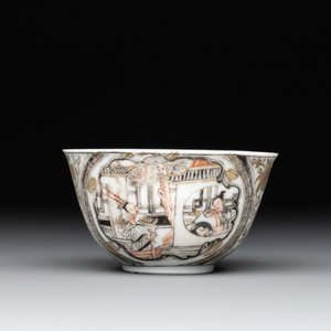 A fine Chinese gilt-decorated grisaille 'Feng Yi Ting 鳳儀亭' cup and saucer, Yongzheng — photo 6