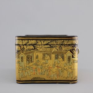 A fine Chinese gilt-laquered export tea caddy, 19th C. — photo 2