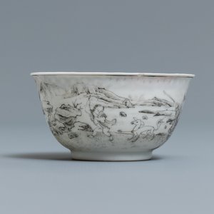 A fine Chinese grisaille cup and saucer with European noblemen, Yongzheng — photo 5