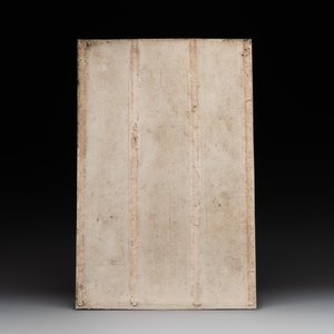 A fine Chinese iron-red and grisaille 'luohan' plaque, signed Wang Bu 王步, 20th C. — 照片 2