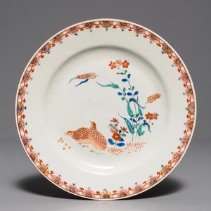 A fine Chinese Kakiemon style plate with quails, Qianlong — 照片 1