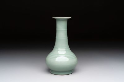 A fine Chinese Longquan celadon bottle vase, Song/Yuan