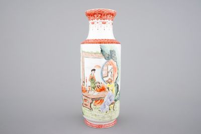 A fine Chinese porcelain rouleau vase, 20th C