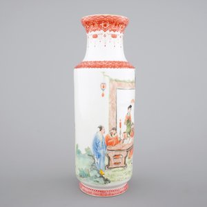 A fine Chinese porcelain rouleau vase, 20th C — foto 4