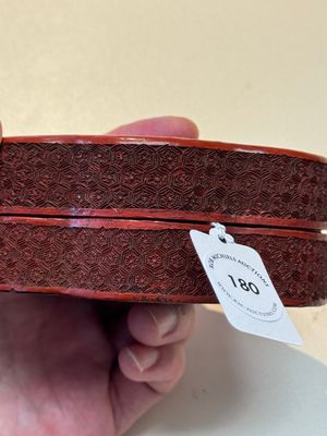 A fine Chinese red cinnabar lacquer ruyi-form 'Ba Man Xian Bao 八蠻獻寶' box and cover, Qianlong — photo 4