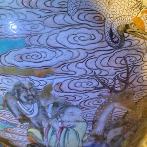 A fine Chinese turquoise-ground famille rose 'Shou' vase with immortals, Qianlong — photo 28