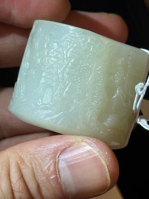 A fine Chinese white jade inscribed archer ring, Zigang 子岡 mark, 18th C. — 照片 23