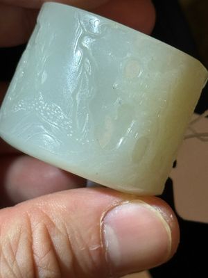 A fine Chinese white jade inscribed archer ring, Zigang 子岡 mark, 18th C. — 照片 26