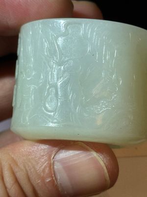 A fine Chinese white jade inscribed archer ring, Zigang 子岡 mark, 18th C. — 照片 28