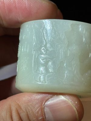 A fine Chinese white jade inscribed archer ring, Zigang 子岡 mark, 18th C. — 照片 29