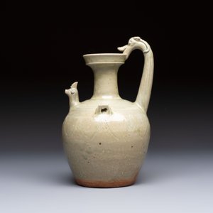 A fine Chinese Yueyao green-glazed chicken-head ewer with dragon-form handle, Southern Dynasties — foto 4