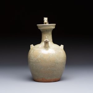 A fine Chinese Yueyao green-glazed chicken-head ewer with dragon-form handle, Southern Dynasties — foto 7