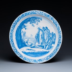 A fine Dutch Delft blue and white biblical subject dish, 3rd quarter 17th C. — 照片 1