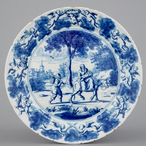 A fine Dutch Delft blue and white plate "The flight into Egypt", 1690-1710 — photo 1