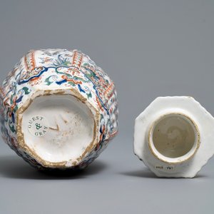 A fine Dutch Delft cashmere palette vase and cover, 17/18th C. — 照片 6