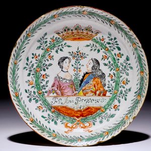 A fine Dutch Delft polychrome petit feu orangist portrait plate, dated 1741 — photo 1