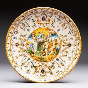 A fine Italian maiolica 'Expulsion from Paradise' dish, Benucci e Latti workshop, Pesaro, early 19th C. — photo 1
