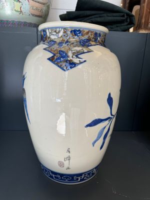 A fine Japanese blue, white and copper-red vase, Kato Shigeju 加藤繁十 mark, 19th C. — foto 2