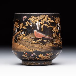 A fine Japanese Shibayama gilt-lacquer zitan cup, signed Dainippon Tokyo Seimusai 生霧齋 mark, Meiji, 19th C. — 照片 2