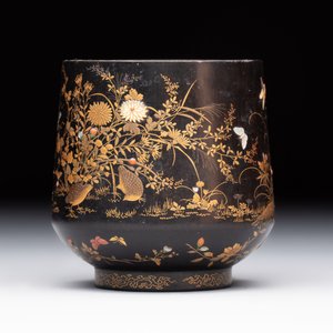 A fine Japanese Shibayama gilt-lacquer zitan cup, signed Dainippon Tokyo Seimusai 生霧齋 mark, Meiji, 19th C. — 照片 5