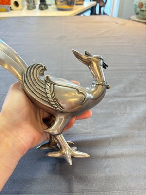 A fine Japanese silver phoenix, made by Toshihiko 敏彥造, silver 銀製 mark, Meiji/Taisho, 19/20th C. — photo 6