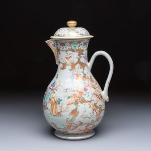 A fine large Chinese famille rose gilt-decorated 'Mandarin Subject' jug and cover, Qianlong — foto 2