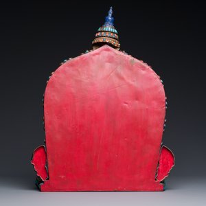 A fine large semi-precious-stone-inlaid filigree silver 'Bhairava' mask, Tibet or Nepal, 19th C. — photo 4