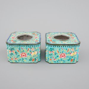 A fine pair of Canton enamel ink wells, 19th C. — foto 1