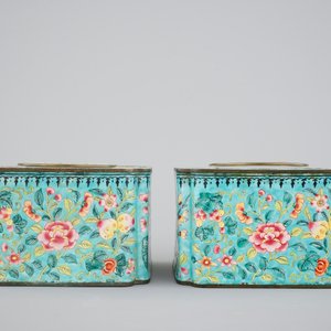 A fine pair of Canton enamel ink wells, 19th C. — foto 8