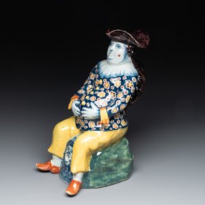 A fine polychrome Dutch Delft 'bobbejak' ewer, 18th C. — photo 5