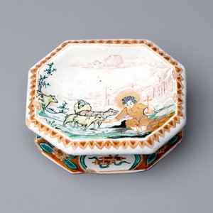 A fine polychrome Dutch Delft doré 'good shepherd' salt, 18th C. — photo 1