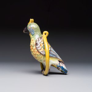 A fine polychrome Dutch Delft model of a parrot on a ring — 照片 2