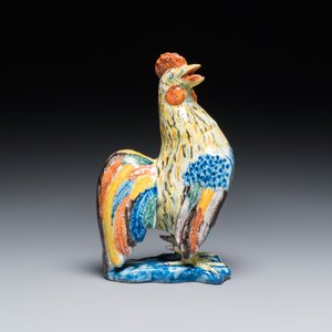 A fine polychrome Dutch Delft model of a rooster, 18th C. — photo 2