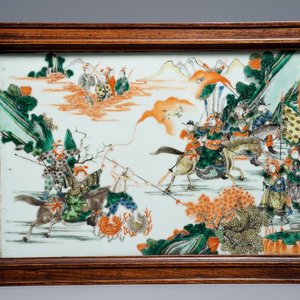 A fine rectangular Chinese famille verte plaque, 19th C. — photo 1