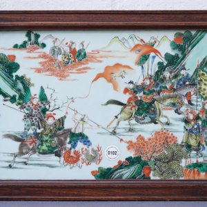 A fine rectangular Chinese famille verte plaque, 19th C. — photo 2