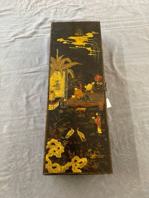 A fine rectangular Chinese lacquered and painted wooden box, signed Fen Yang Fu 汾陽府, dated 1669 — photo 1