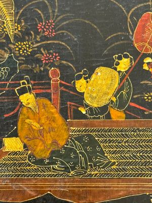 A fine rectangular Chinese lacquered and painted wooden box, signed Fen Yang Fu 汾陽府, dated 1669 — photo 2