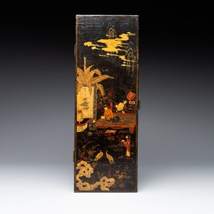 A fine rectangular Chinese lacquered and painted wooden box, signed Fen Yang Fu 汾陽府, dated 1669 — photo 1