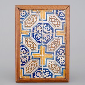 A fine set of 6 Antwerp maiolica floor tiles, ca. 1580 — photo 1