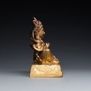 A fine Sino-Tibetan gilt bronze sculpture of Jambhala, 18th C. — 照片 5