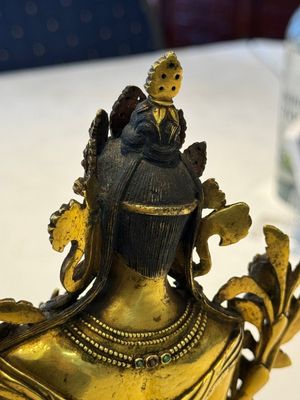 A fine Sino-Tibetan turquoise- and coral-inlaid gilt-bronze Buddha Maitreya, Kangxi — 照片 34