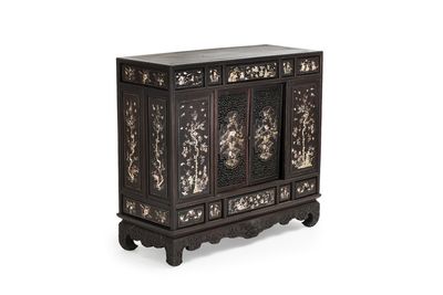 A fine Vietnamese mother-of-pearl-inlaid wooden cabinet, 19th C.