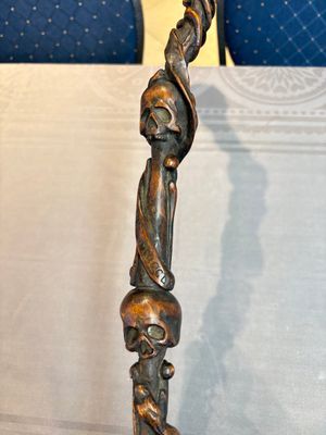 A finely carved boxwood 'vanitas' or 'memento mori' stick, 18/19th C. — 照片 20