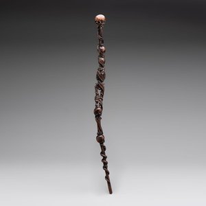 A finely carved boxwood 'vanitas' or 'memento mori' stick, 18/19th C. — 照片 1
